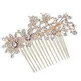 Butterfly Hair Pins Flower Hair Comb Bridal Wedding Jewelry Women Hair Accessories Austrian Crystals Combs 2256R (Golden)