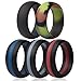 Saco Band Silicone Wedding Rings - Middle Line & Plain (Middle Line Blue Red Gray, Solid Black, Camo, 10.5-11 (20.6mm))