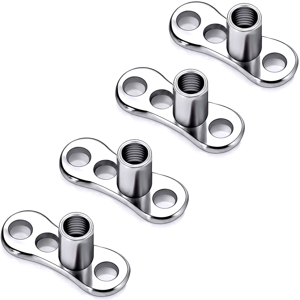 14G 4-20Pcs Surgical Steel Dermal Piercing Jewelry Cubic Zircon Micro Dermal Anchor Tops Titanium Base Dermal Piercing