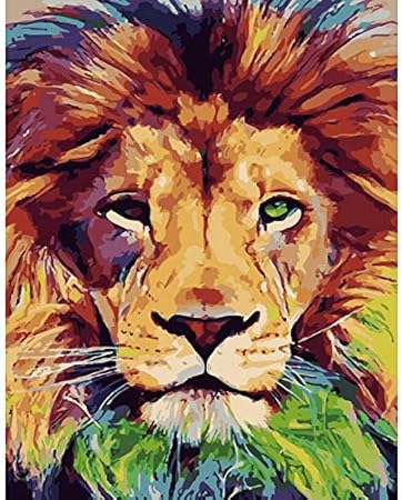 Amazon Co Jp カラフルなライオン 子供のためのデジタル絵画 大人のためのdiy絵画 絵筆でキャンバスに初心者の絵を描く 家の壁の装飾の贈り物に使用されます40x50 フレームレス Generic