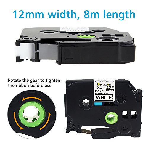 Greateam Flexible ID Label Tapes Compatible for Brother P-Touch PTH100 PTD600 PTP750W Cube, TZe-FX231 TZe-FX431 TZe-FX631 TZe-FX731 TZe-FX531 TZe-FXT531 Laminated 1/2 inch Width 6 Packs