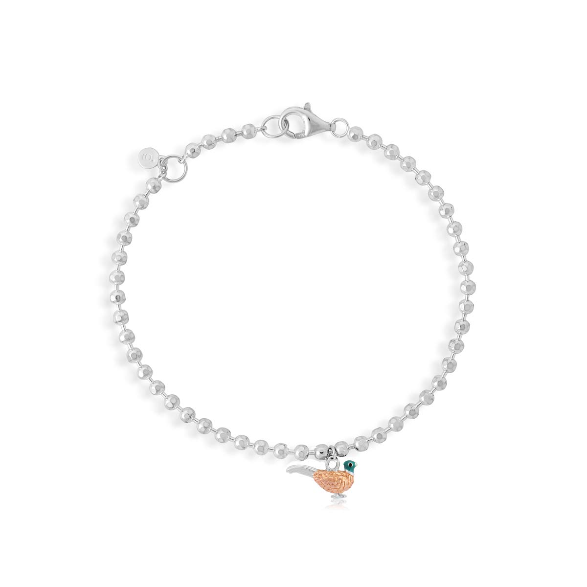 Gemma J PHEASANT BRACELET - silver beaded bracelet with a pheasant charm.