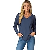 Enjyam Women's Long Sleeve V Neck Hoodies Pullover Hooded Sweatshirt with Pockets