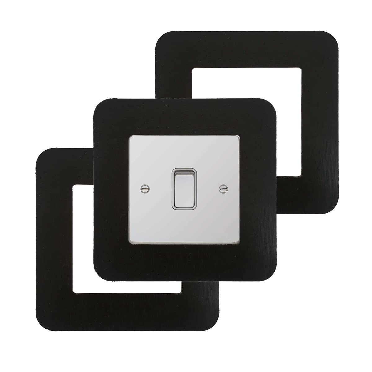 3 Count Acrylic Single Light Switch Surround Socket Switch Sticker Cover Solid Color - Black Ebony