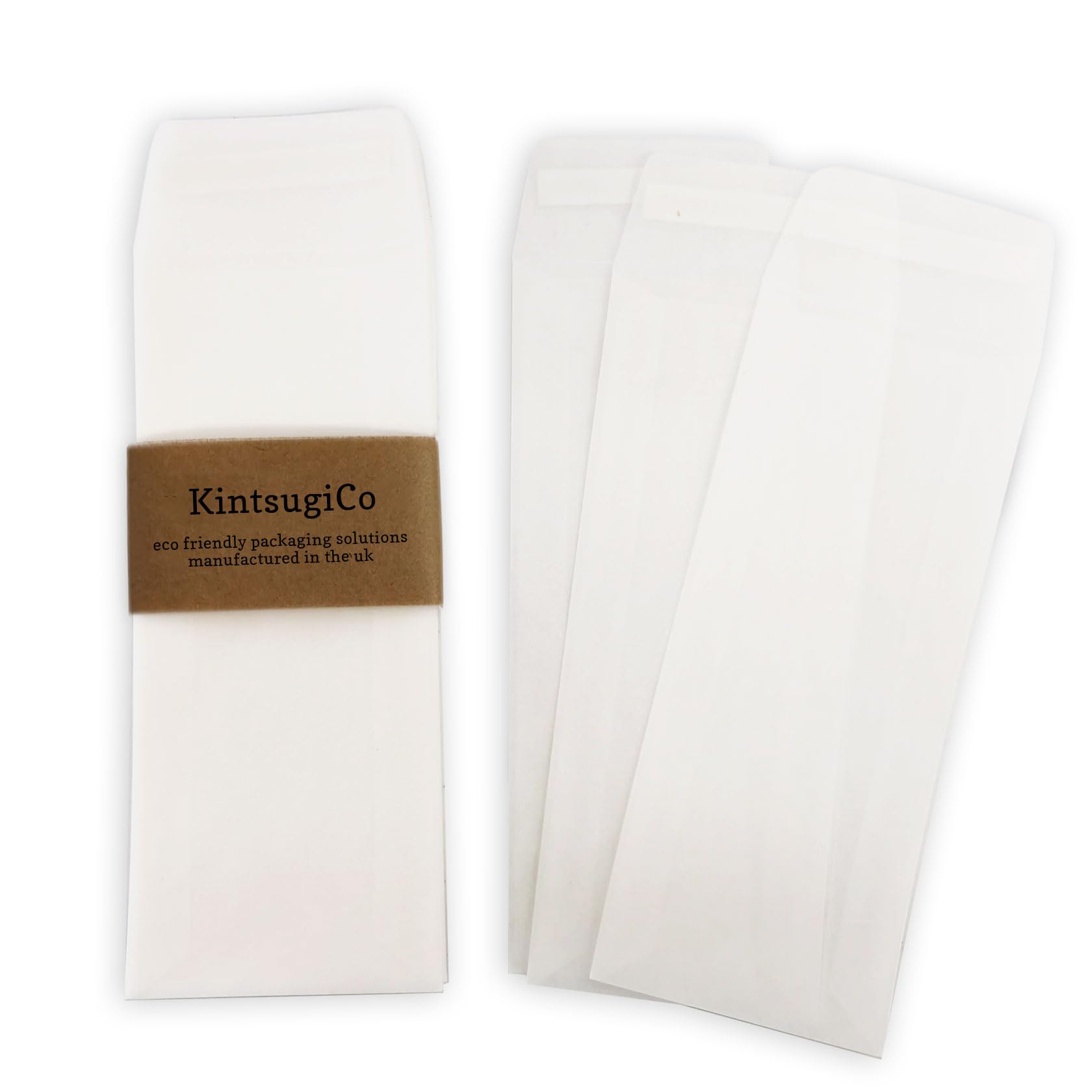 KintsugiCo 65 x 160mm Wax Melt Snap Bar Bags Peel + Self Seal Glassine Envelopes [2.5 x 6.3 inches] (50)