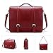 ECOSUSI Women Briefcase PU Leather Laptop Backpack Shoulder Computer Bag Messenger Satchel fit 14 inch Laptop, Red