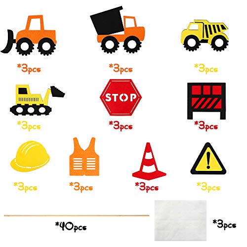 MALLMALL6 30Pcs Construction Centerpiece Sticks Birthday Party Supplies Table Toppers Decorations Dump Trucks Engineering Vehicle Car Excavator Room Decor Party Favors Photo Booth Props for Kids