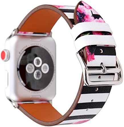 HotGlows Replacement Strap Wrist Watch Band Compatible with Apple Series 1 Series 2 Series 3 2017 (38mm, Red stripes-38mm)