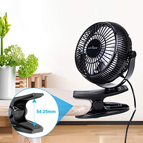 KEYNICE USB Desk Fan, 4 Inch Clip on Fan, 2 Speed Portable Stroller Fan