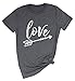 Karlywindow Womens Valentine's Day Love Print Short Sleeve Crewneck Loose Letter T-Shirt Tops