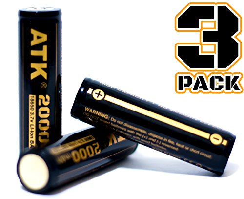 3.7v 18650 Battery | Built-in Over Heat & Charge Protection Board | 3400 mAh Li-ion Rechargeable Batteries (3pc 2000mAh)
