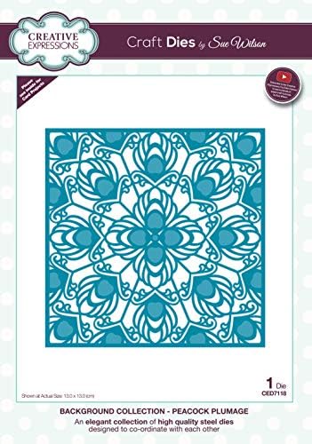 CREATIVE EXPRESSIONS 3PL Craft Dies, Background Peacock Plumage