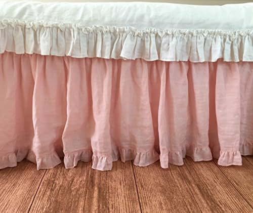 Amazon.com: Pink ruffled bed skirt w. ruffle border ...