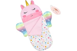 FERBERBEARS Baby Doll Sleeping Bag Toy Playset Rainbow Unicorn Doll Bedding Slumber Bed Accessories with Eye Mask Doll Unicorn Style Sleeping Bag (for 12 inch Doll)