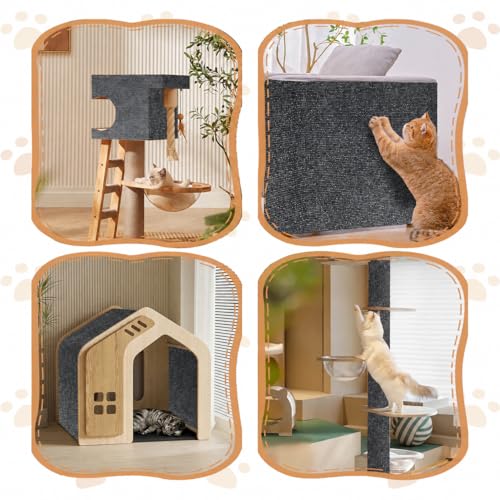 Cat Scratches Sofa Protection, Scratching Mat for Cats Self-Adhesive 200 x 40 cm, Reusable and Cuttable, Ideal for Sofas, Furniture and Walls, Scratching Post, Sofa, Sisal and Carpet (Dark Grey)