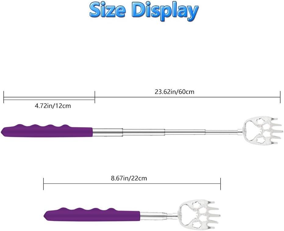 6 Pack Telescoping Back Scratcher - Bear Claw Back Scratchers - Portable Extendable Backscratcher with Rubber Handles in Black, Blue, Green, Purple, Red, Pink Color: Health & Personal Care
