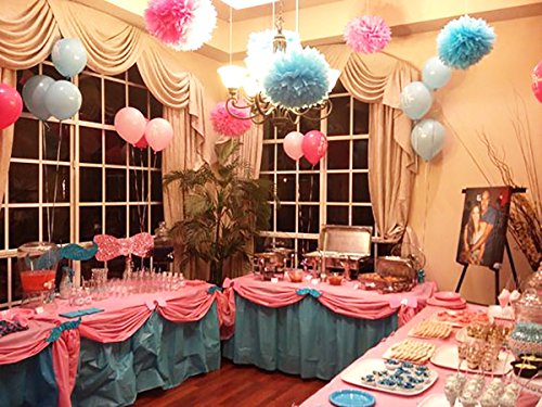 image for DeLaiWen Gender Reveal Party Supplies Pink Blue Ballons/Tissue Pom Pom