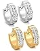 KARAY Stainless Steel Womens Mens Hoop Earrings Earrings CZ Piercings Hypoallergenic 18G (Gold)