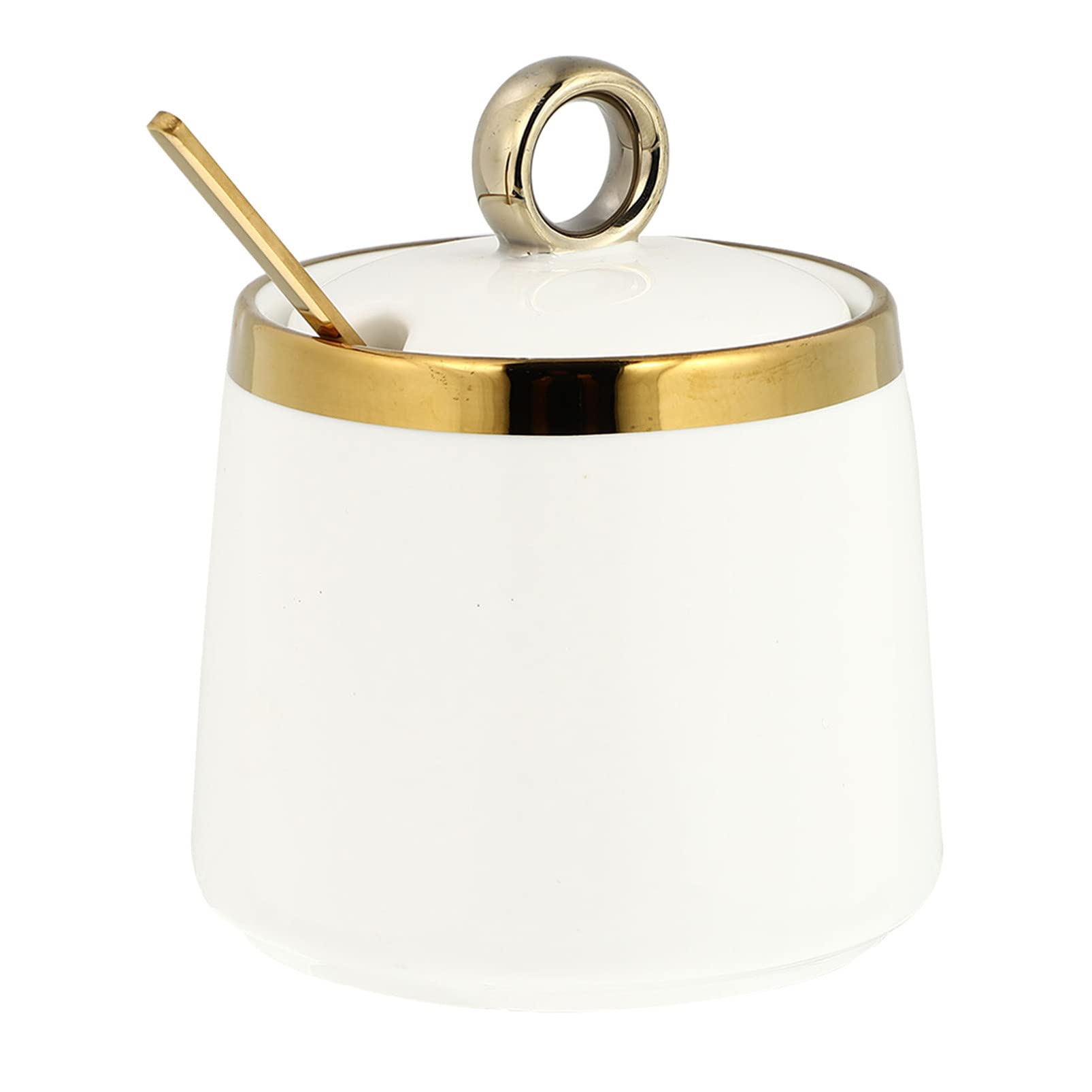 Cabilock Ceramic Seasoning Jar with Lid and Spoon Salt Pot for Kitchen Countertop Non-Slip Base Spice Container for Home and Hotel Use