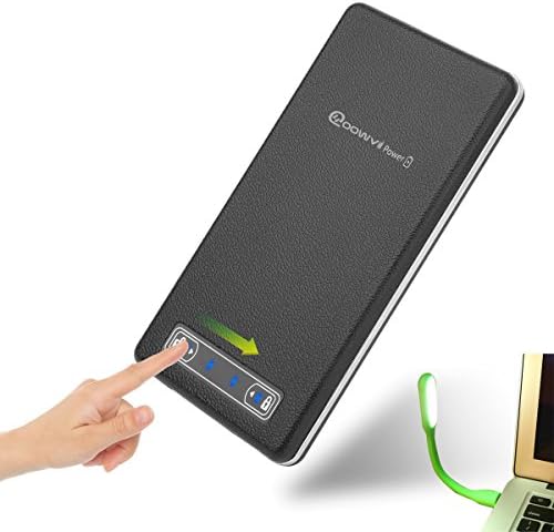 Hoowvii 11400 Mah Portable Backup Battery Charger,External Battery Pack with Dual USB Ports-Leather Surface Power Bank for iPhones, Androids, Tablets &amp; More-Black