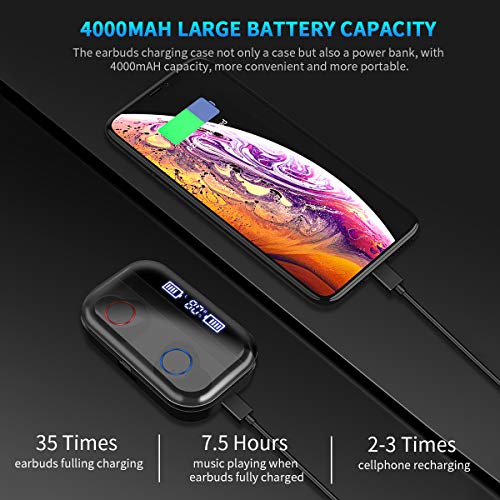 Latest Wireless Earbuds, RegeMoudal Wireless Bluetooth Earbuds with Charging Display, IPX7 Waterproof and Built-in Microphone, Bluetooth 5.0 Hi-Fi Stereo Sound with 4000mAH Charging Case