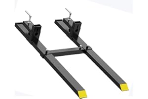 MERXENG 4000lbs Clamp on Pallet Forks, 60" Heavy Duty Fork Rack with Adjustable Stabilizer Bar for Loader Bucket Skidsteer Tractor