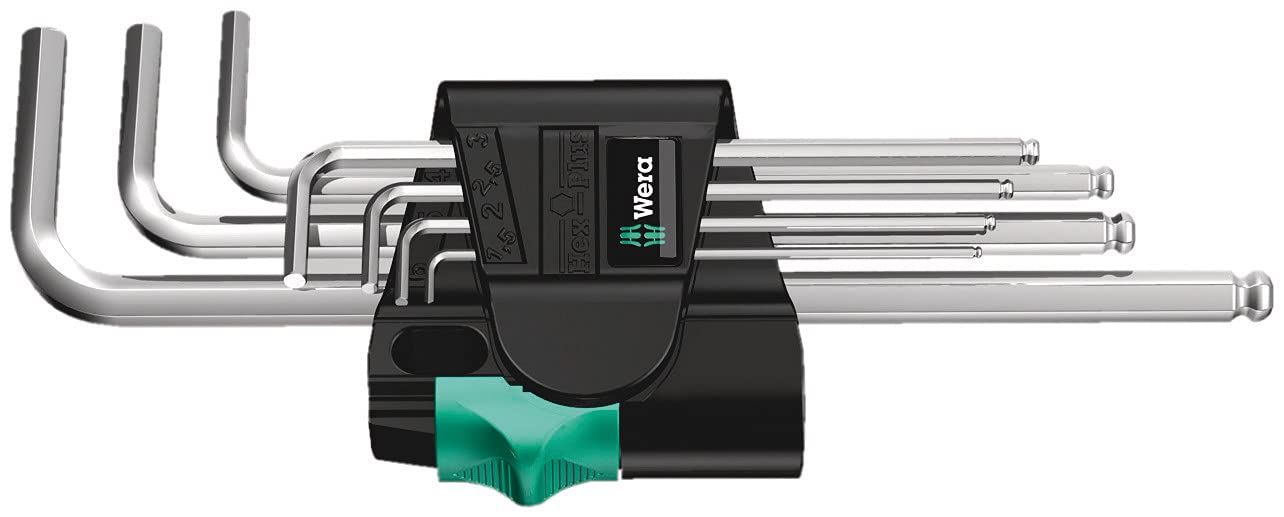 Wera 05022181001 Hex-Plus Key Set 950 PKL/7 SM N High Torque with Ball-end, Metric Long Chrome Plate, 1.5 mm-6 mm, 7-Piece