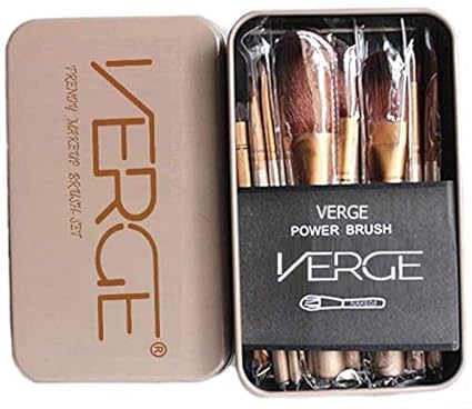 VERGE Cosmetic Makeup Brush Set -Pack of 12 (Brown)