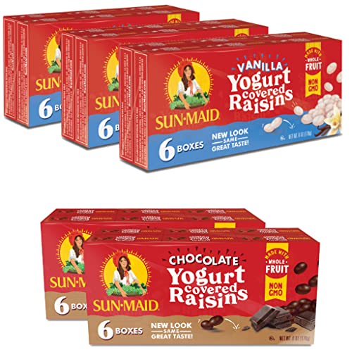 SunMaid • Yogurt Raisins Variety Pack (Pack Of 30), Vanilla (Pack Of 18), Chocolate (Pack Of 12