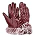 D.King Womens Leather Gloves Texting Touch Screen Gloves Thermal Lining Driving Mittens Red