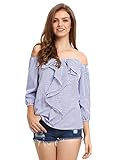 Milumia Women's Tie-bow Vertical Stripe Ruffle Off The Shoulder Blouse Top