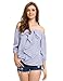 Milumia Women's Tie-bow Vertical Stripe Ruffle Off The Shoulder Blouse Top Blue M