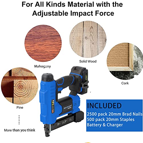 BHTOP 20V Cordless Brad Nail Gun, 2 in 1 Staple Gun, Battery Powered