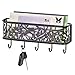 mDesign Wall Mount Metal Entryway Storage Organizer Mail Sorter Basket with 5 Hooks - Letter, Magazine, Coat, Leash and Key Holder for Entryway, Mudroom, Hallway, Kitchen, Office - Matte Black