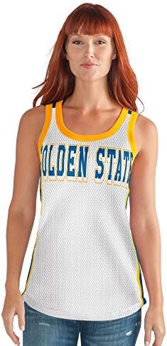 GIII For Her NBA Golden State Warriors Women's Opening Day Mesh Tank Top, Large, White/Blue