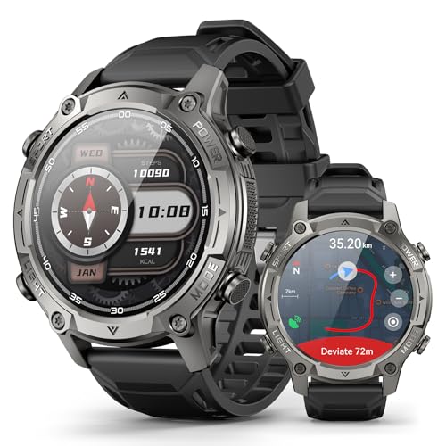 SOUYIE Men's Smartwatch with GPS, Offline Maps & 6 Satellite Navi, 5ATM Waterproof, 21 Day Battery, AI Voice Assistant, 178 Sports Modes, Fitness Tracker with Heart Rate Monitor & Sleep Monitor for Android iOS
