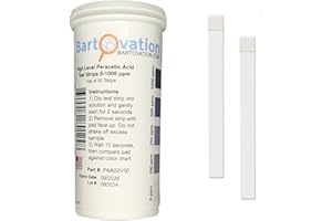 BARTOVATION Peracetic Acid Test Strips, High Level, 0-1000 ppm [Vial of 50 Strips]