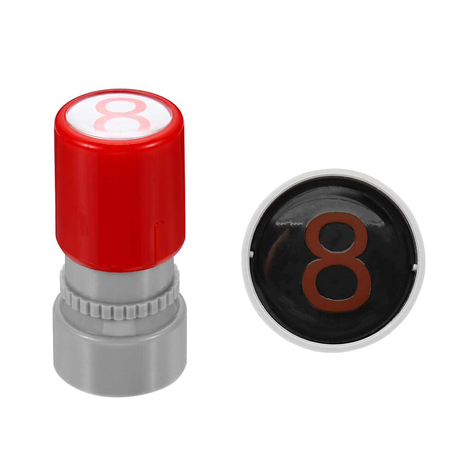 PATIKIL 16mm Number Stamps, Character Numeral 8 Plastic Ink Stamp Self Inking for Classroom Scrapbooking, Red