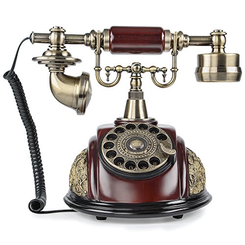 LNC Retro Vintage Antique Style Rotary Dial Desk Telephone Phone Home Living Room Decor