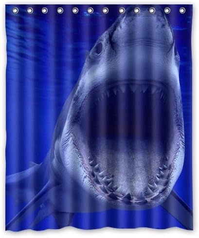 DIY "Great white share-and-whale in blue ocean wallpaper HD pictures" 66" x 72" Waterproof Polyester Fabric Bathroom Shower Curtain!