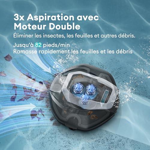 Robot Piscine Pooleco 10s, Robot Nettoyeur de Piscine sans Fil 90min, Contrôle Via Application et à Distance, Auto-Parking, pour Toutes Les Surfaces de Piscines Hors Sol et Enterrées Jusqu’à 80㎡