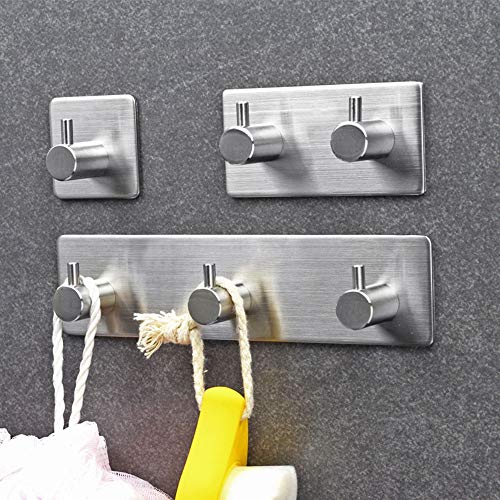 Hunanbang Bathroom Non Drilling Adhesive Stick on Wall Storage Shelf, Aluminum Shower Caddy for Shampoo Toothpaste soap Kitchen Rack Wall Mount Hanger (Wall Hanger Zhi 2) - Thumbnail 2