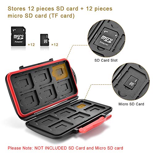 UTEBIT Professional SD Card Case Waterproof 24 Slots Shockproof Memory