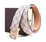 LV Designer Belt (Brown Leather/Gold Buckle) [34