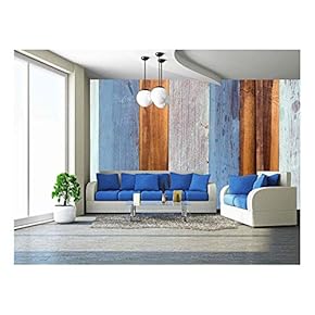 Old Painted Wood Panel Background - Removable Wall Mural | Self-Adhesive Large Wallpaper - 66x96 inches