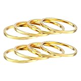 Women's Plain Band Knuckle Stacking Midi Rings, Set of 8 - Gold Plated Stainless Steel - by Silver Phantom Jewelry