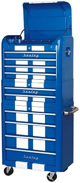 Sealey AP28COMBO2BWS 10 Drawer Retro Topchest Rollcab Combo Blue White Stripes view 5