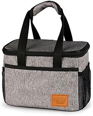 Welluse 6 Can Insulated Lunch Cooler- Freezer Safe, Side Pockets-Gray
