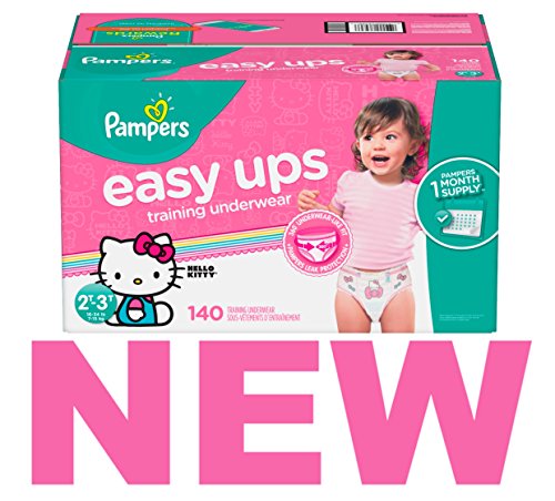Pampers Easy Ups Training Pants Pull On Disposable Diapers for Girls, Size 4 (2T-3T), 140 Count, ONE MONTH SUPPLY