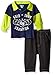 BON BEBE Baby Boys' 2 Piece Longsleeve Collared Shirt with Denim Pant, Grid Iron Navy, 0-3 Months